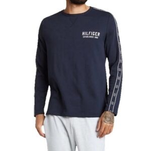 Tommy Hilfiger Logo Graphic Long Sleeve Crew Neck Pajama Style T-Shirt